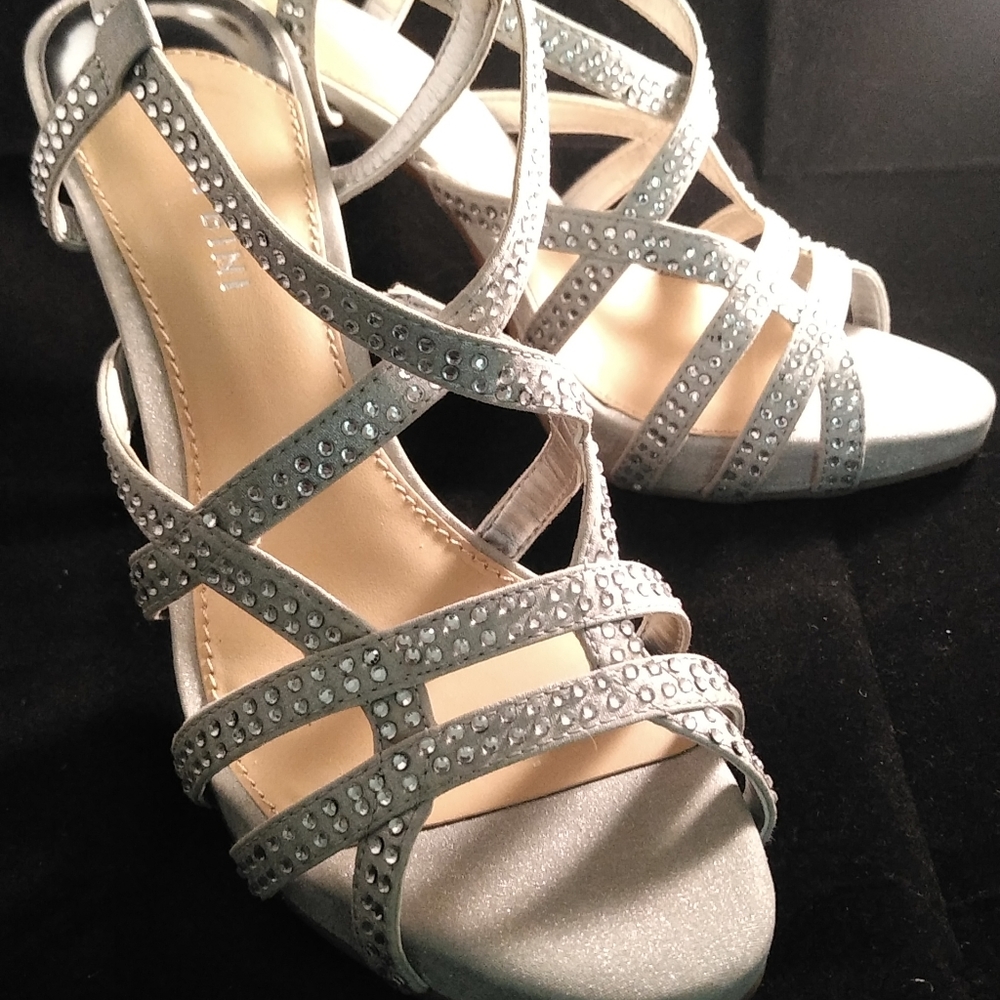 Gianni Bini silver rhinstone heels.